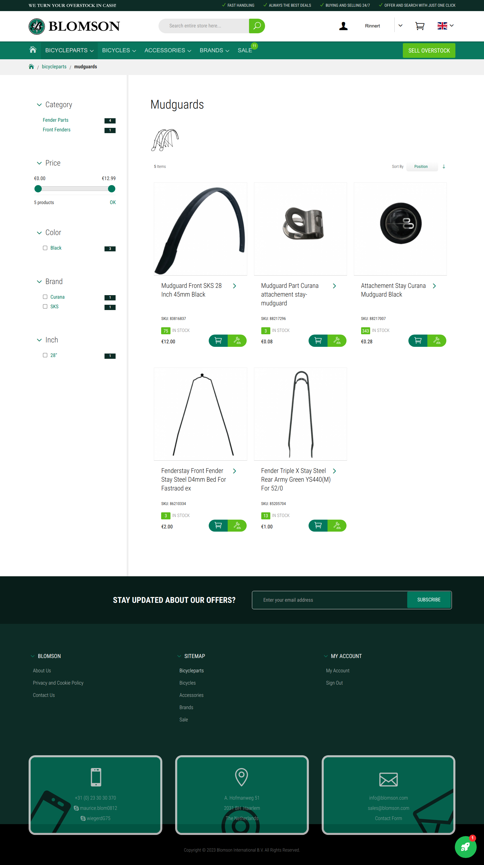 Blomson category page on desktop