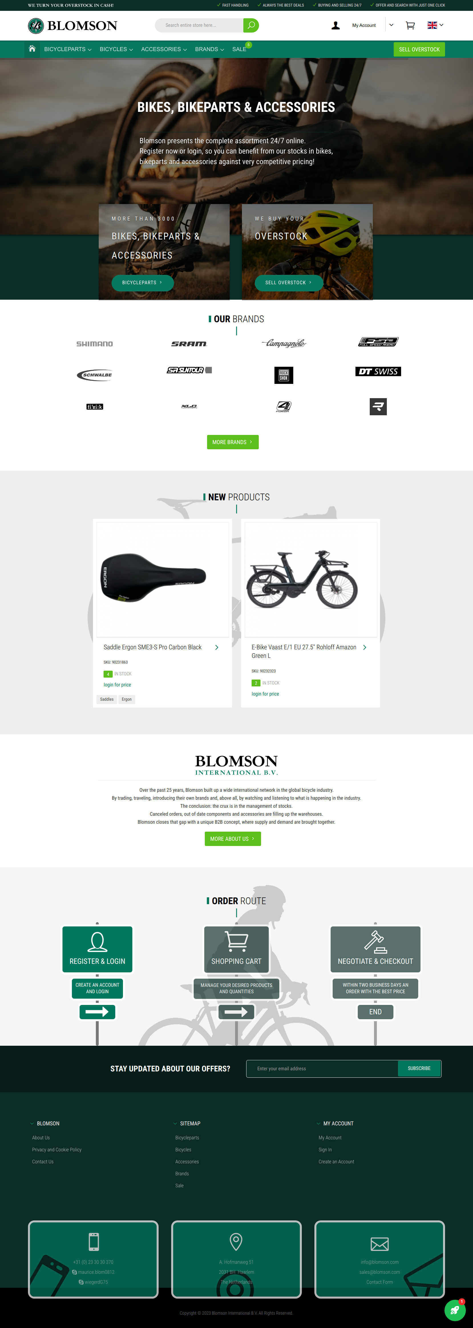Blomson homepage on desktop