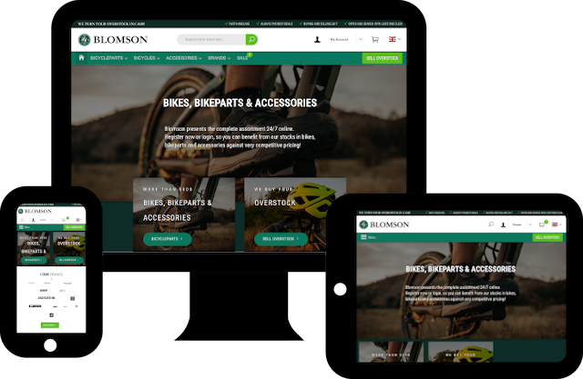 Blomson webshop on laptop, desktop and mobile